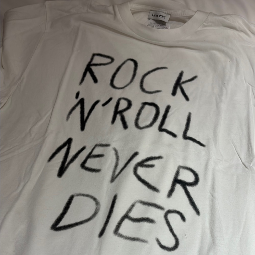 Anine Bing White and Black Rock 'N' Roll Tee